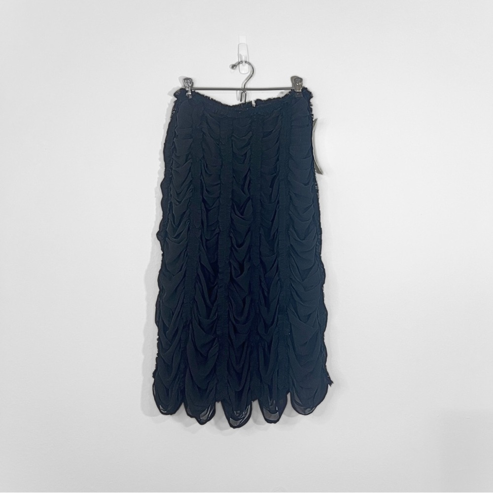 🖤 Marie Saint Pierre | Black Ruched Chiffon Skirt
